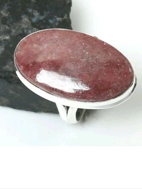 Rhodonite Gemstone 925 Sterling Silver Handmade Ring